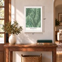 Brookfield, New York map, 12 x 18 inch print in a white frame in an entryway