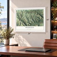 Brookfield, Pennsylvania map, 18 x 24 inch print in a white frame in a home office