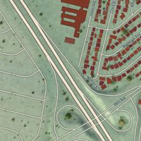 Second close-up of the map of Brookfield Village, California print showing more streets and buildings
