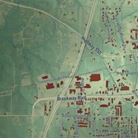 Second close-up of the map of Brookhaven, Mississippi print showing more streets and buildings