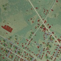 Second close-up of the map of Brooklet, Georgia print showing more streets and buildings