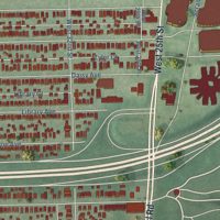 Second close-up of the map of Brooklyn Centre, Ohio print showing more streets and buildings