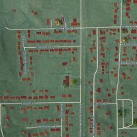 Second close-up of the map of Brooklyn, Indiana print showing more streets and buildings