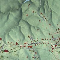 Second close-up of the map of Brookneal, Virginia print showing more streets and buildings