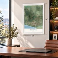 Brookport, Illinois map, 18 x 24 inch print in a white frame in a home office