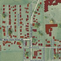 Second close-up of the map of Brookston, Indiana print showing more streets and buildings