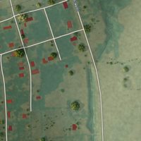 Second close-up of the map of Brookston, Texas print showing more streets and buildings