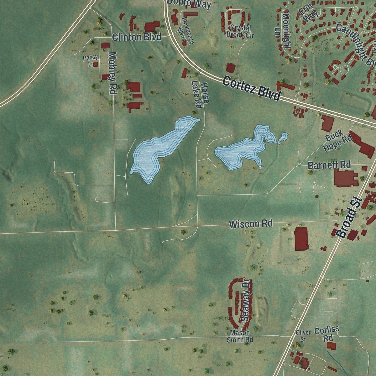 Second close-up of the map of Brooksville, Florida print showing more streets and buildings