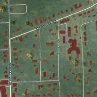 Second close-up of the map of Brooksville, Mississippi print showing more streets and buildings