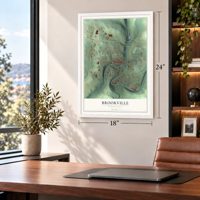 Brookville, Pennsylvania map, 18 x 24 inch print in a white frame in a home office