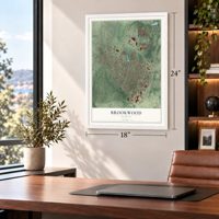 Brookwood, Forsyth County, Georgia map, 18 x 24 inch print in a white frame in a home office
