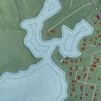 Second close-up of the map of Broomes Island, Maryland print showing more streets and buildings