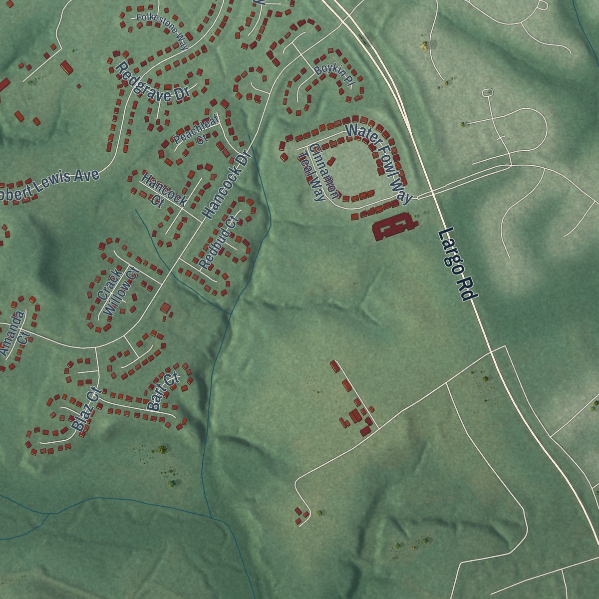 Second close-up of the map of Brown Station, Maryland print showing more streets and buildings
