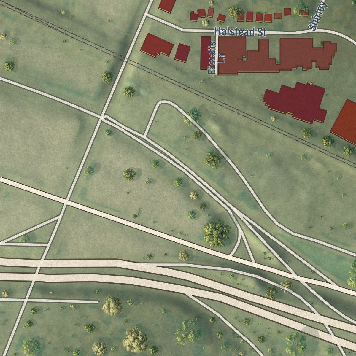 Second close-up of the map of Browncroft, New York print showing more streets and buildings