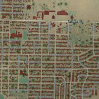 Second close-up of the map of Brownfield, Texas print showing more streets and buildings