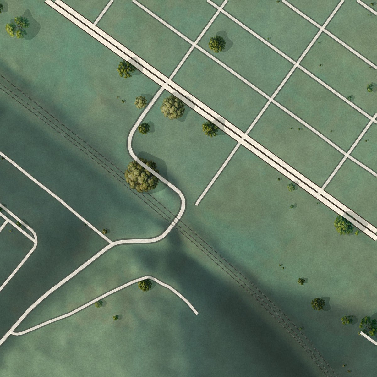 Second close-up of the map of Brownstown, Pennsylvania print showing more streets and buildings