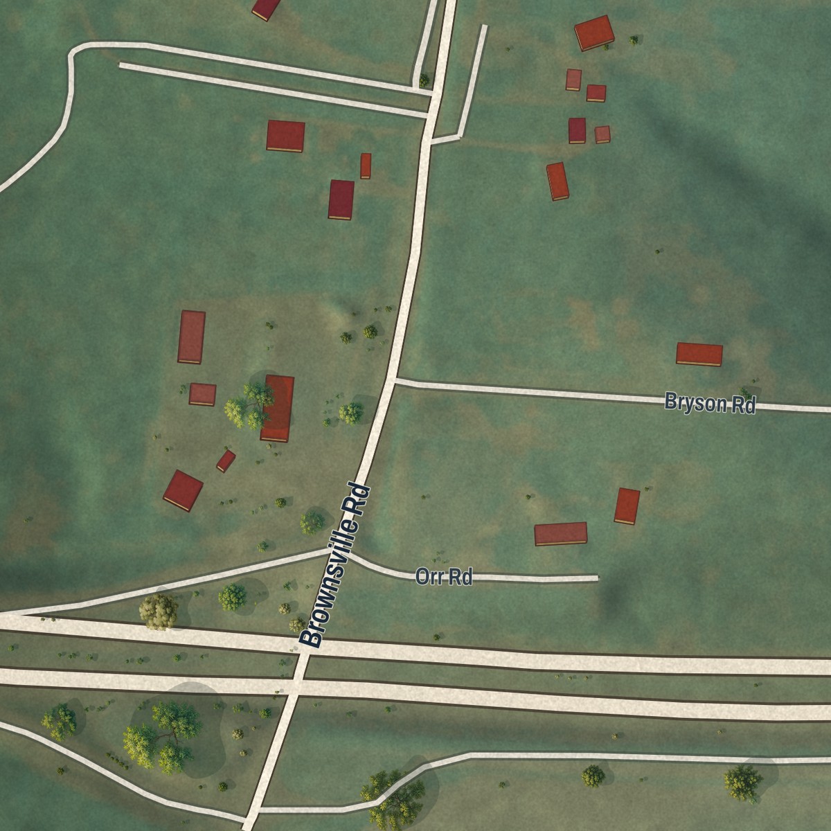 Second close-up of the map of Brownsville, Ohio print showing more streets and buildings