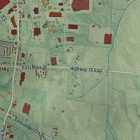Second close-up of the map of Brownsville, Tennessee print showing more streets and buildings