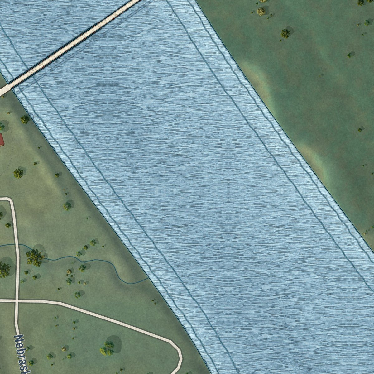 Second close-up of the map of Brownville, Nebraska print showing more streets and buildings