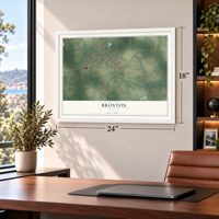Broxton, Georgia map, 18 x 24 inch print in a white frame in a home office