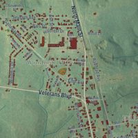 Second close-up of the map of Brundidge, Alabama print showing more streets and buildings