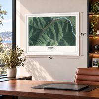 Bruno, West Virginia map, 18 x 24 inch print in a white frame in a home office