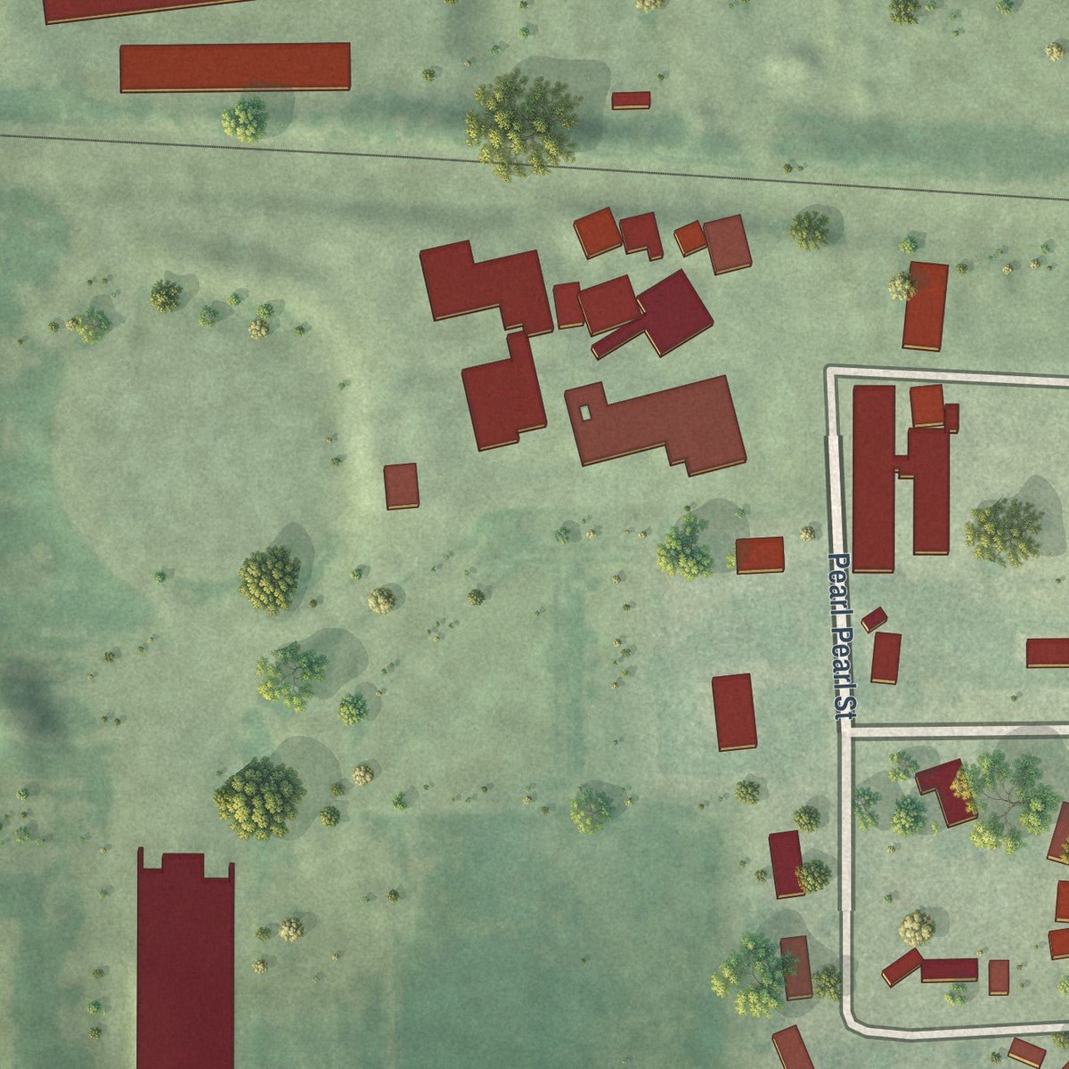 Second close-up of the map of Brunswick, Nebraska print showing more streets and buildings