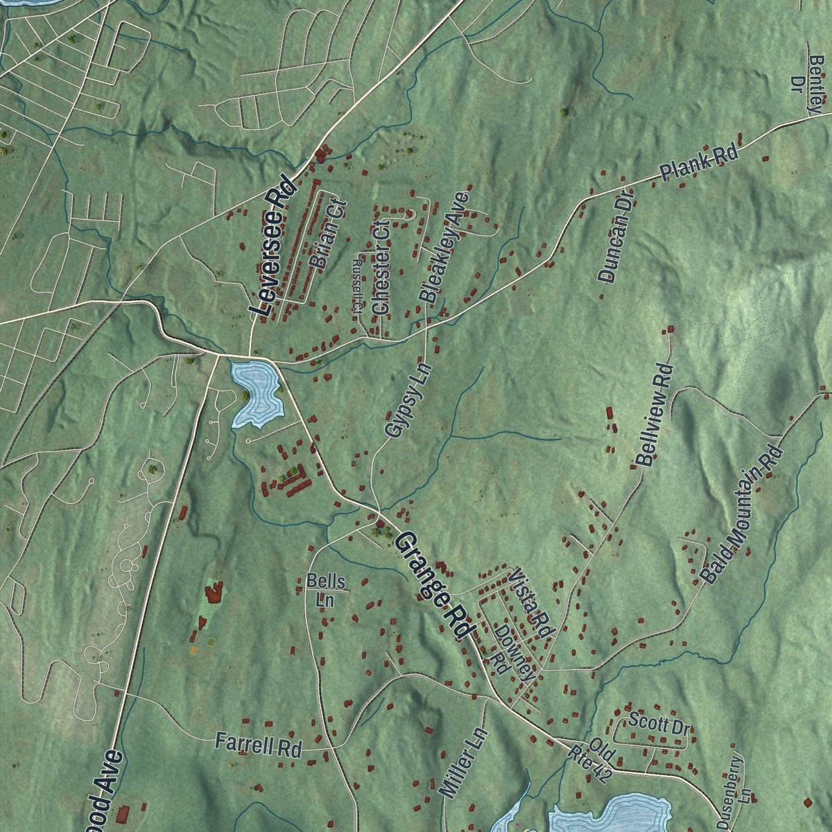 Second close-up of the map of Brunswick, New York print showing more streets and buildings