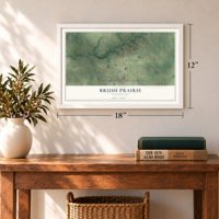Brush Prairie, Washington map, 12 x 18 inch print in a white frame in an entryway