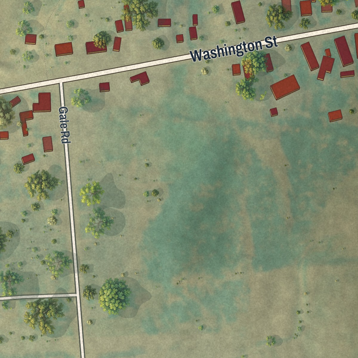 Second close-up of the map of Brushton, New York print showing more streets and buildings