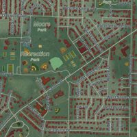 Second close-up of the map of Bryan, Ohio print showing more streets and buildings