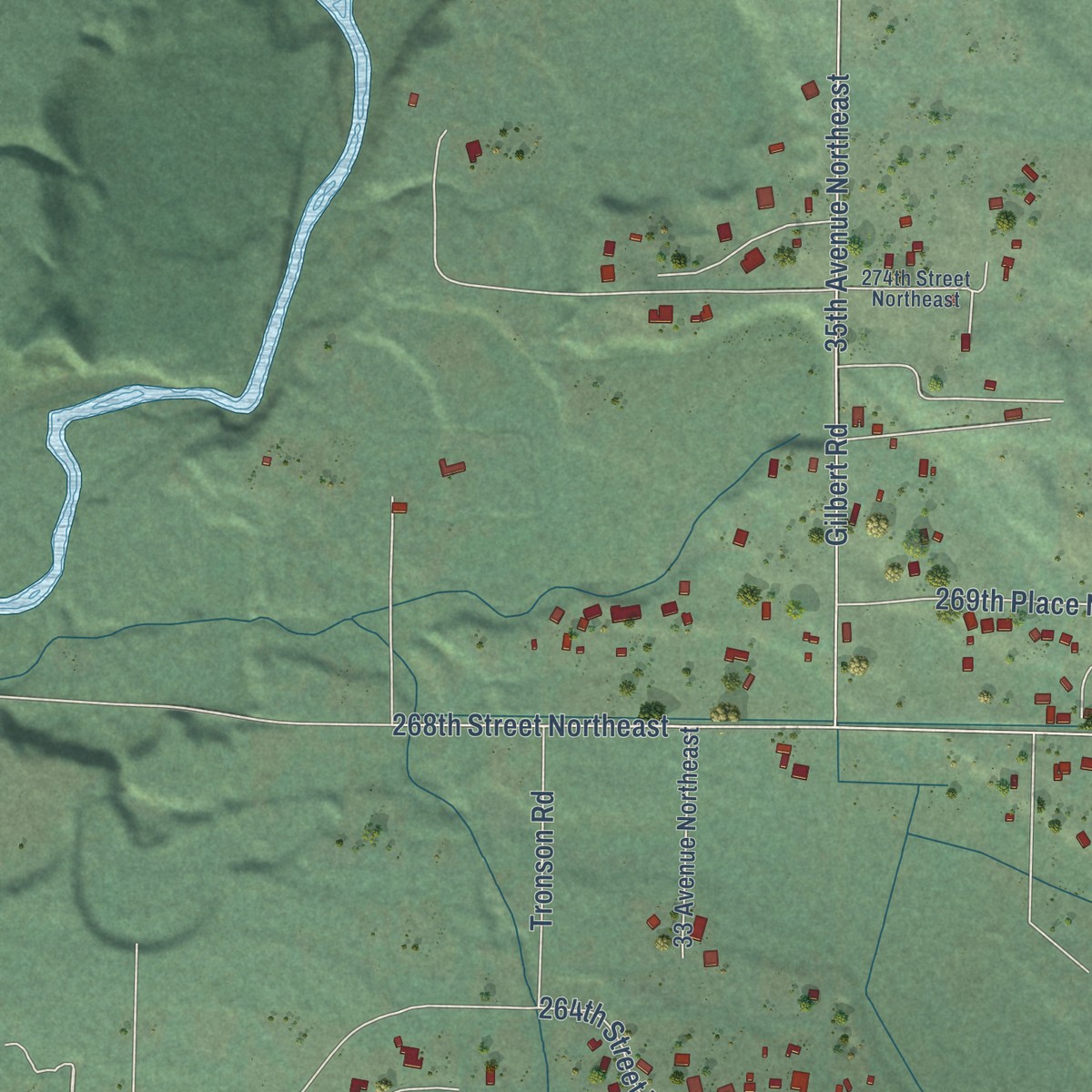 Second close-up of the map of Bryant, Washington print showing more streets and buildings