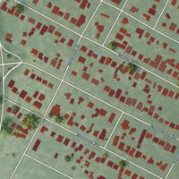 Second close-up of the map of Bryker Woods, Texas print showing more streets and buildings