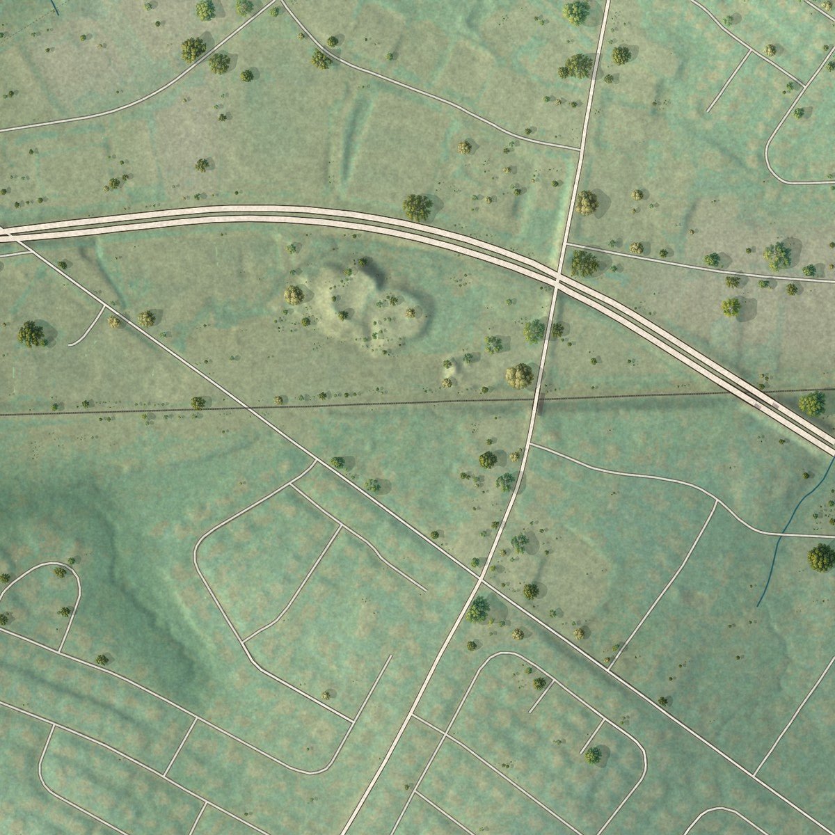 Second close-up of the map of Bryn Athyn, Pennsylvania print showing more streets and buildings