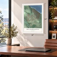 Bryn Mawr-Skyway, Washington map, 18 x 24 inch print in a white frame in a home office