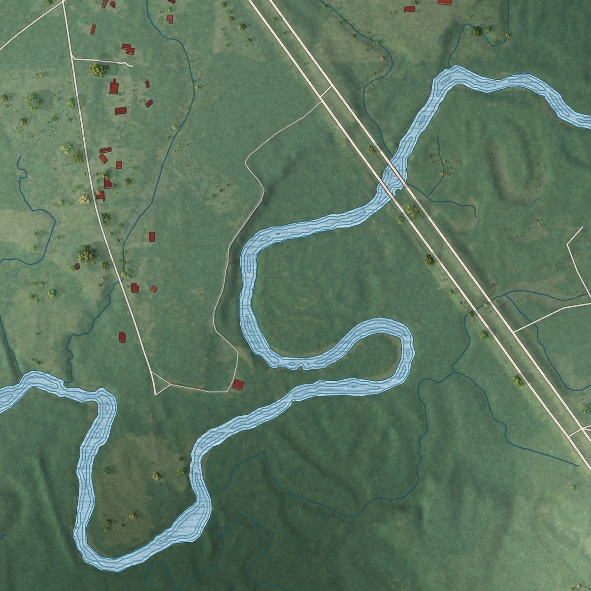 Second close-up of the map of Buckatunna, Mississippi print showing more streets and buildings