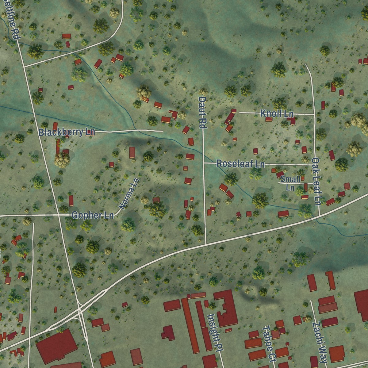 Second close-up of the map of Buckeye, California print showing more streets and buildings
