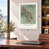 Buckhead Forest, Georgia map, 18 x 24 inch print in a white frame in a home office