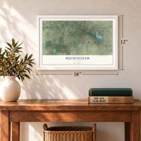 Buckingham, Florida map, 12 x 18 inch print in a white frame in an entryway