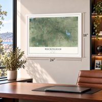 Buckingham, Florida map, 18 x 24 inch print in a white frame in a home office
