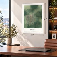 Bucklin, Kansas map, 18 x 24 inch print in a white frame in a home office