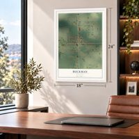 Buckman, Minnesota map, 18 x 24 inch print in a white frame in a home office