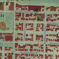 Second close-up of the map of Buckman, Oregon print showing more streets and buildings
