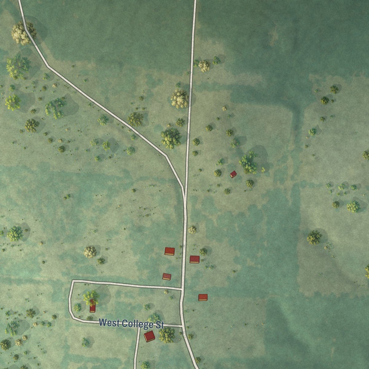 Second close-up of the map of Buckner, Arkansas print showing more streets and buildings