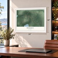 Buckskin, Indiana map, 18 x 24 inch print in a white frame in a home office