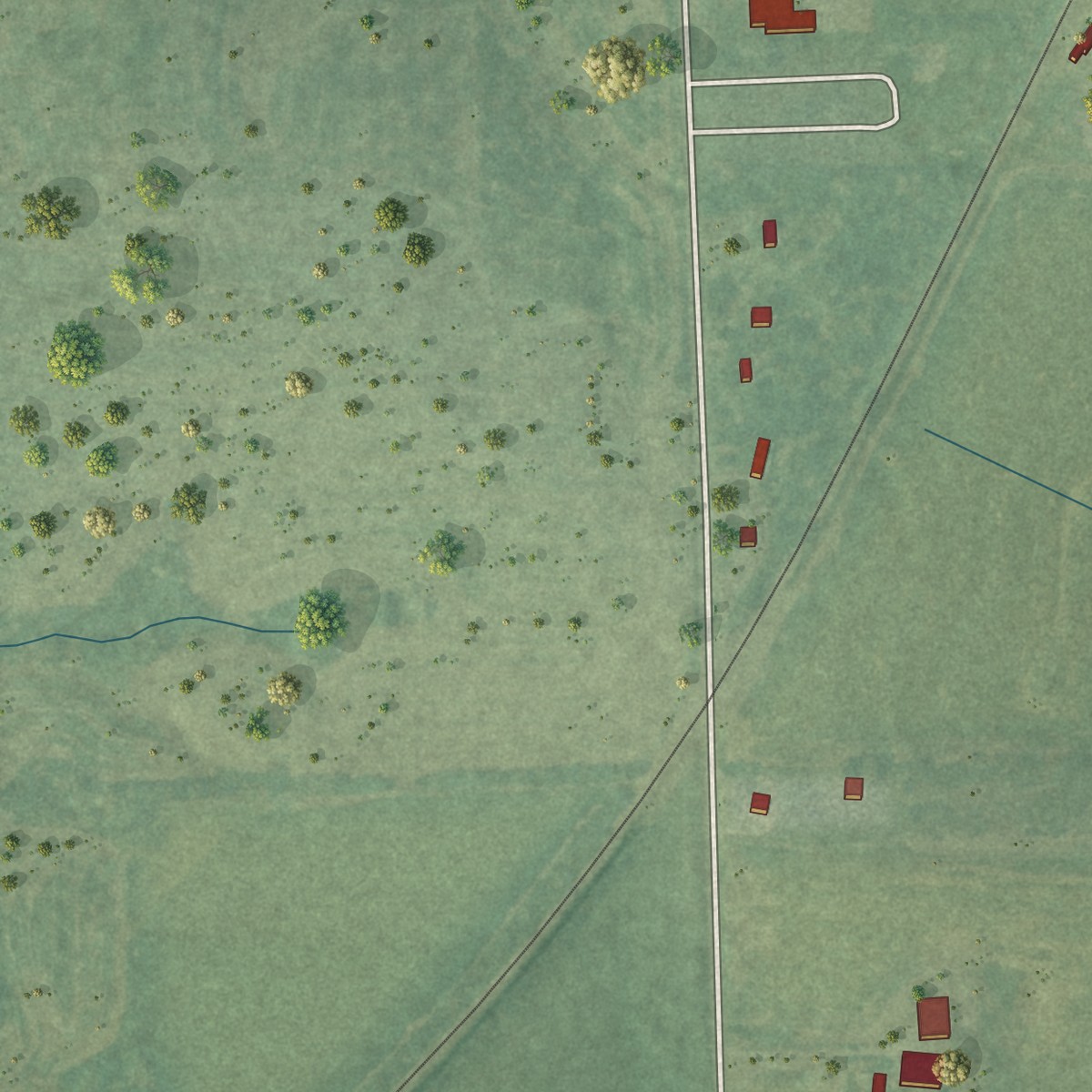 Second close-up of the map of Bucyrus, Kansas print showing more streets and buildings