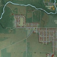 Second close-up of the map of Bucyrus, Ohio print showing more streets and buildings