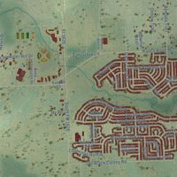 Second close-up of the map of Buda, Texas print showing more streets and buildings