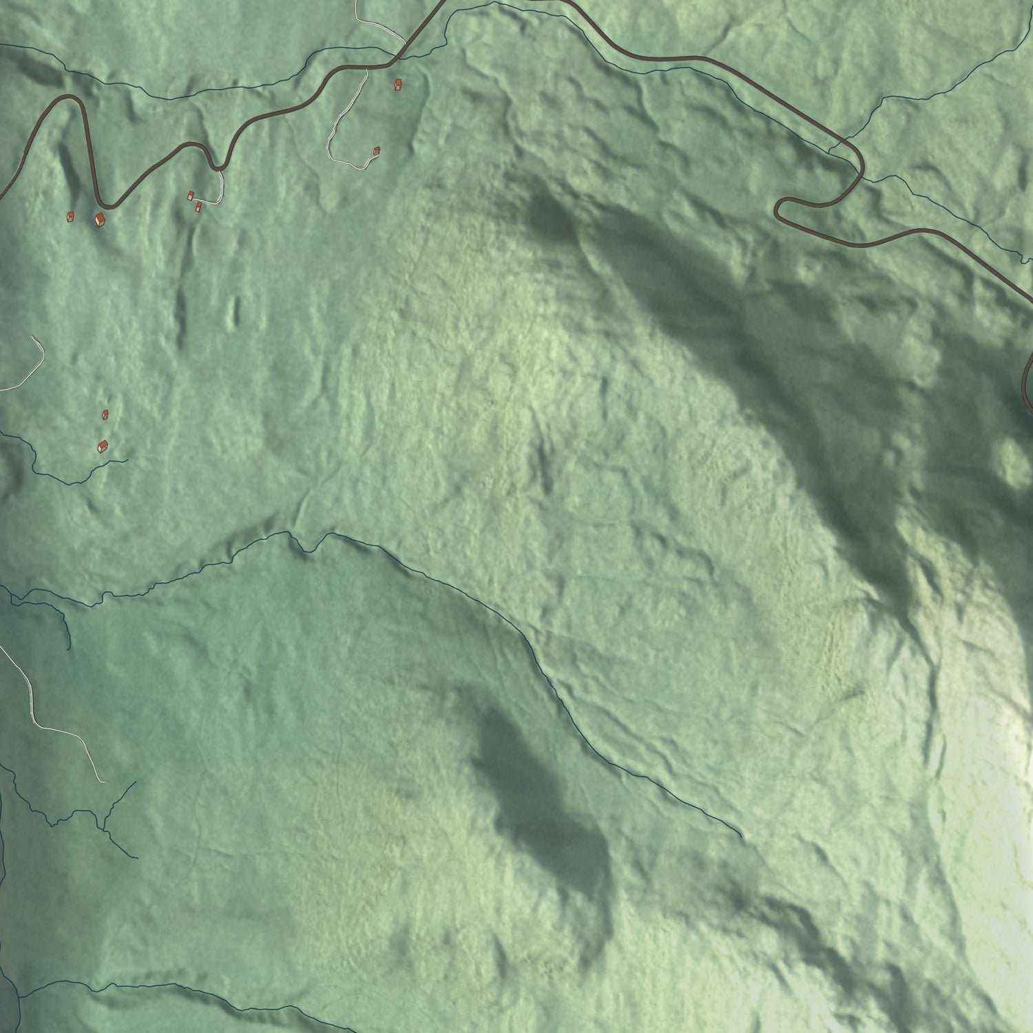 Close-up of the map of Buels Gore, Vermont print showing terrain and local geography