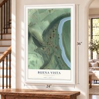 Buena Vista, Pennsylvania map, 24 x 36 inch print in a white frame by a staircase